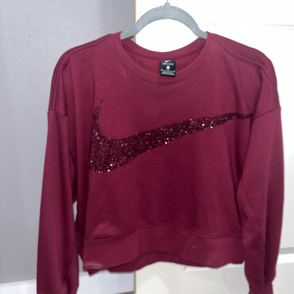 Nike Maroon Sequin Crew Neck Sweatshirt